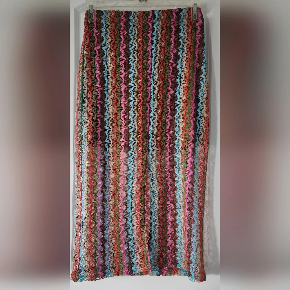 Sweet Rain Crocheted Long Maxi Lined Skirt‎ Size Large